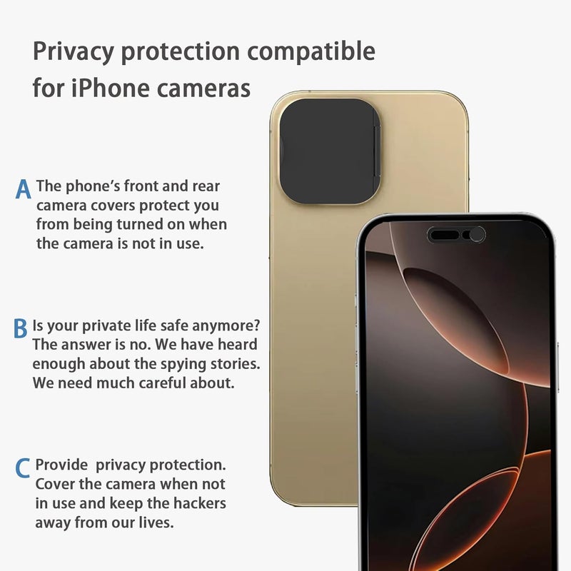EYSOFT Privacy Cover Compatible for iPhone 16 Pro/iPhone 16 Pro Max with Front Camera Cover,Protect Privacy and Security But Not Affect Facial Recognition（2Pack） - Image 4